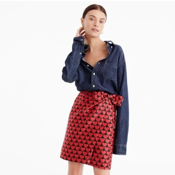 J. Crew Heart patterned skirt with bow on left hip - Picture 10 of 11